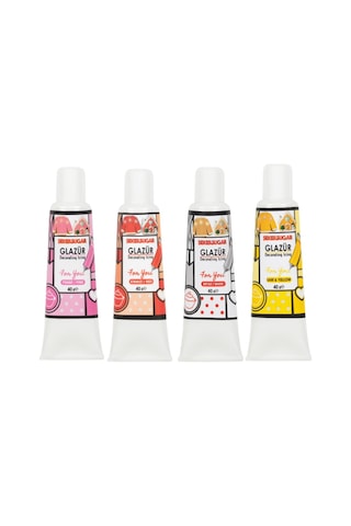 Glazür Tüp 4 Lü Set 40 Gr Pasta Ve Kurabiye Dekor Glaze Seti