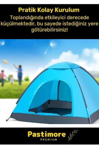 Premium Su Geçirmez Kapı Sineklik Tüllü Dayanıklı Kumaş Pratik Kolay Kurulum 2-3 Kişilik Kamp Çadırı Yeşil