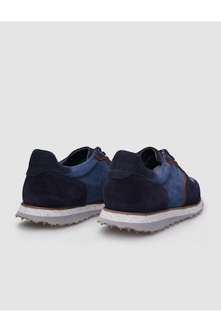 %100 Hakiki Deri Lacivert Süet Bağcıklı Erkek Sneaker-lacivert Lacivert