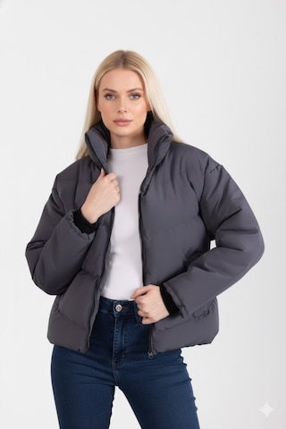 Blayn Jeans Kadın Kapüşonsuz Şişme Mont Antrasit