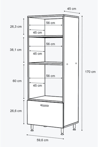 % 100 Mdflam Mutfak Fırın Bölmeli Mdf Dolap Ankastre Çok Amaçlı Dolap Beyaz Parlak