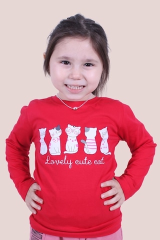 Fyk Kids Kız Çocuk Uzun Kol Sweatshirt Kırmızı