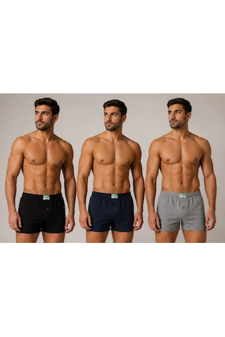 Huma One Erkek Havlu Bel Düz Boxer 6 Lı Asorti