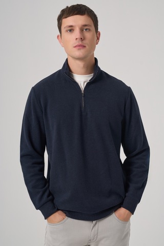 Morven Erkek Lacivert Fermuarlı Bato Yaka Dynamic Fit Sweatshirt 26ks063002200 Lacivert
