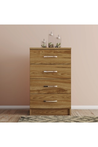 Moxen Mobilya Ceviz 4 Çekmeceli  Komodin