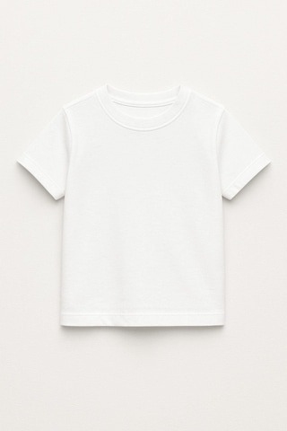 Luess Unisex Çocuk %100 Pamuklu Bisiklet Yaka Basict-shirt 3 Yaş - 7 Yaş Beyaz