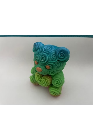 Romantik Dekoratif Gül Ayı Biblo Sevgiliye Hediye Altın-mor Rose Bear 01