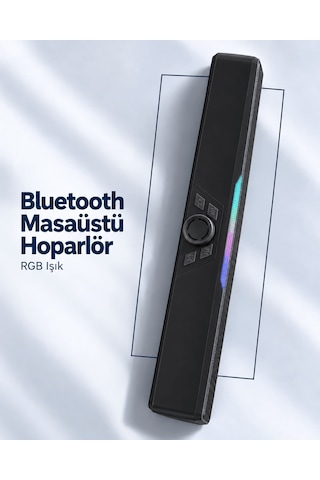 Tek Monitör Altı Kullanıma Uygun Şarj Edilebilir Bluetooth Soundbar Hoparlör Siyah Najmaddin