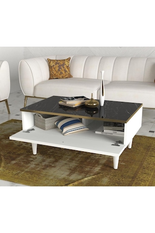 Dekorister Exclusive Ravenna Orta Sehpa Beyaz-Mermer
