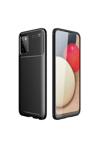 Coverzone Galaxy A02s İle Uyumlu Silikon Kılıf Kamera Korumalı Karbon Tpu Brimstone Ultra Slim Fit Delux Siyah