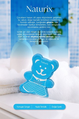 Naturix Ayıcık Şekilli Süngerli Okyanus Ferahlığı Çocuk Sabunu 150 G