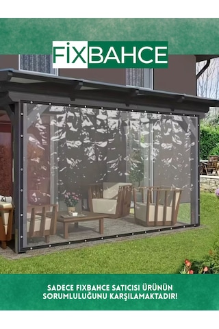 Fixbahçe 6mx2.5m Şeffaf Pvc Rüzgar Geçirmez Naylon Branda Beyaz