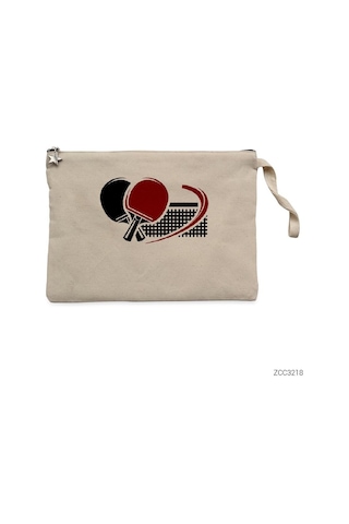 Zepplin Giyim Masa Tenisi Clutch Astarlı Cüzdan / El Çantası Krem