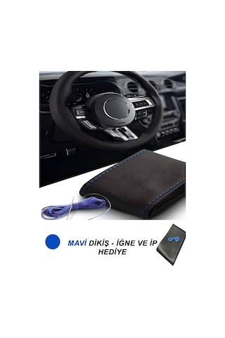 Renault Clio Iı Hb 2002-2008 Sol Deri Direksiyon Kılıfı Dikmeli Mavi Dikişli