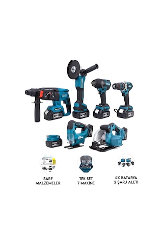 Dawreek MK800 Powerbank + Hilti + Spiral + Somun Sıkma + 13 MM Mandren + Dekupaj + Sunta Kesme Makinesi Seti