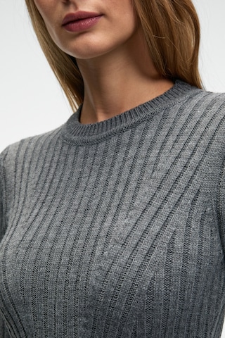 ETHIQUET ENCANTO Kadın Yuvarlak Yaka Çizgi Desenli Slim Fit Antrasit Elbise