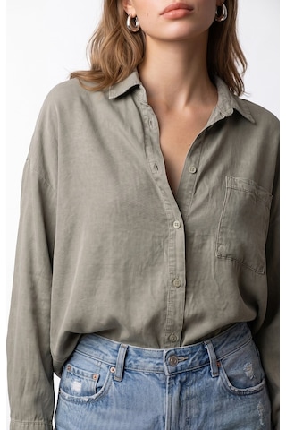 Mixray 4963 Kadın Tencel Kumaş Oversize Cepli Uzun Kollu Gömlek Vizon