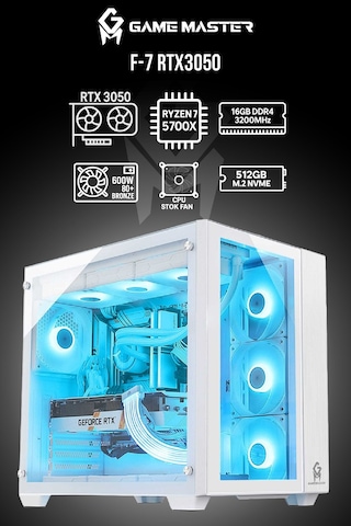 Game Master F7 R7-5700X 16 GB 512 GB SSD Dos Masaüstü Oyuncu Bilgisayarı