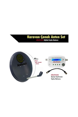 Antenci 40cm Karavan Çanak Anten Seti + Electroon Dijital Uydu Bulucu