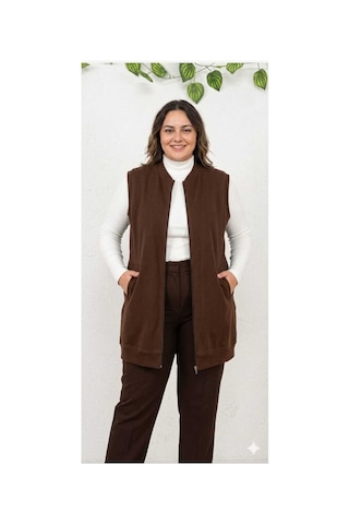 Butik Kadın Tesettür Yelek Kahverengi Kahverengi