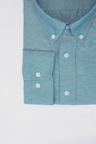 Tudors Büyük Beden Oxford Doku Yaka Düğmeli Cepli Nakışlı Petrol Erkek Gömlek-30425-petrol Petrol