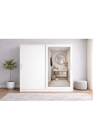 Vigor Tamamı Mdf Sürgülü Portmanto Vestiyer Ayakkabılık Beyaz 120 Cm