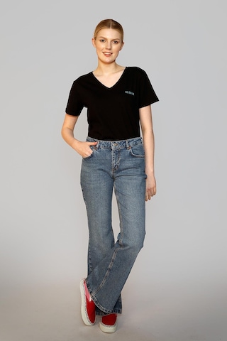 Lee Cooper Luna Yüksek Bel İspanyol Paça Kesim Geniş Paça Mavi Kadın Jean Pantolon-19138 Denim