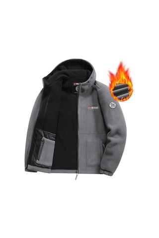 Snapbuy Kapüşonlu, Polar Erkek Ceket Gri