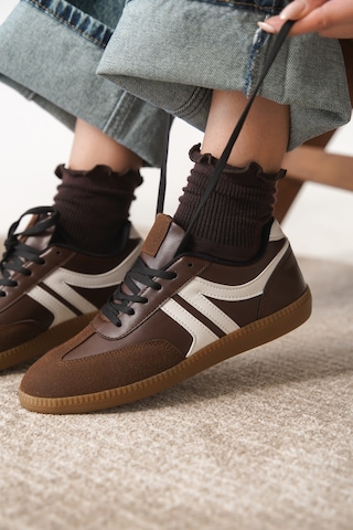 Daxtors Garantili Carina Günlük Ortopedik Kadın Sneaker Spor Ayakkabı Kahverengi