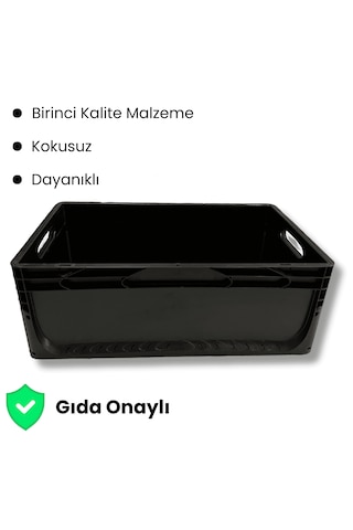 Alpbx 1.kalite Siyah Plastik Kasa 60x40x22 Cm - Kutu 44 Litre Siyah