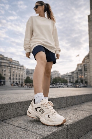Muggo Shift Kadın Kalın Taban Bağcıklı Günlük Sneaker Spor Ayakkabı Bej