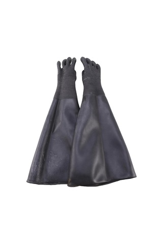 Çizgili Siyah Kauçuk Kumlama Eldiveni, Kumlama Kabini İçin Aşındırıcı Kumlama Eldiveni 65x30cm 2025.