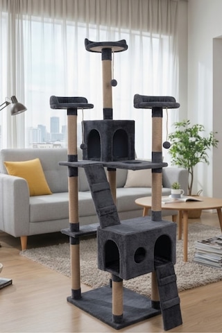 Missidea Cat City Yeni Rezidans Kedi Oyun Evi Ve Tırmalama Antrasit