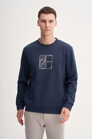 Cazador Dynamic Regular Fit Pamuk Karışımlı Baskılı Scuba Sweatshirt-53290 Lacivert