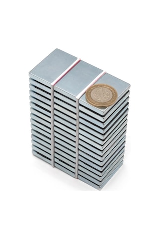 Süper Güçlü Neodyum Mıknatıs, Rare Earth Daimi Nadir Toprak Mıknatısı 40x25x5 Mm Köşeli Süper Güçlü Magnet 8 Adet