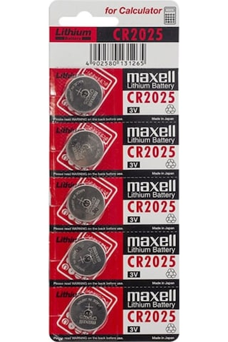 Maxell CR2025 3V Lityum Kartela Düğme Pil 5'li