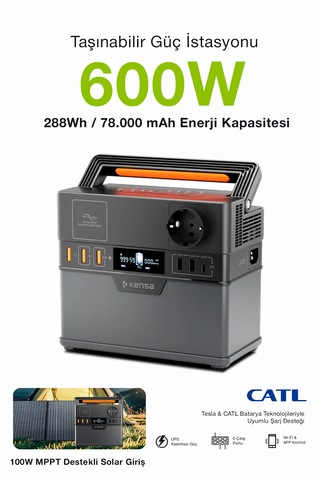 600w Taşınabilir Güç Istasyonu 78000 Mah Kablosuz Şarjlı Solar Destekli App Kontrollü 288wh Kapasite