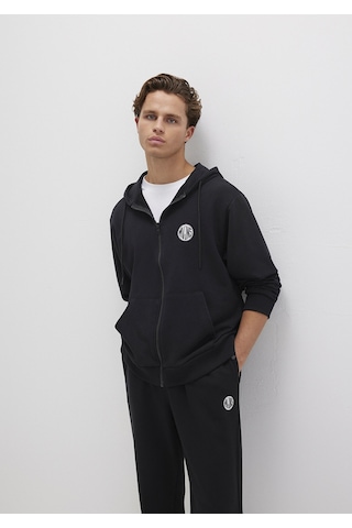 Mavi - M Nakışlı Fermuarlı Kapüşonlu Siyah Sweatshirt 0s10193-900 Siyah