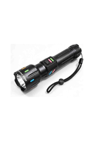 Q Max Ps 3200 Çok Fonksiyonlu Şarjlı Led El Feneri Beyaz Işık Ayarlanabilir Zoom Modu Type C