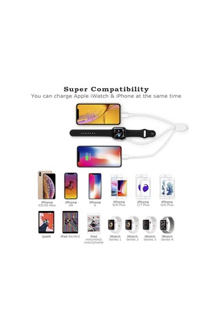 Vit 3 İ 1-kabel För İphone Airpods Apple Watch Laddare Usb Trådlös Laddningsstation