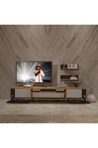 Decoraktiv Trio 4s Mdf Tv Ünitesi Tv Sehpası Pera - Siyah Mermer
