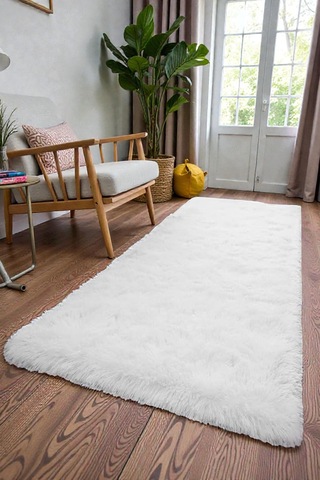 Peluş Post Halı Yumuşak Dokulu Modern Salon Oturma Odası Çocuk Odası Hol & Antre Halısı Beyaz Beyaz
