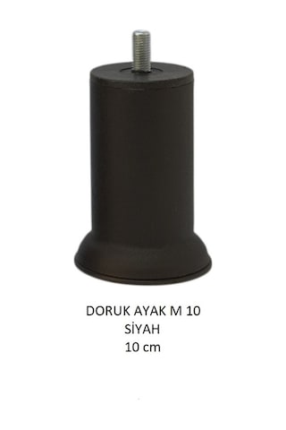 Doruk Ayak, Cıvatalı Baza Koltuk Dolap Ayağı, Metal, Siyah, M10, 10 Cm Siyah