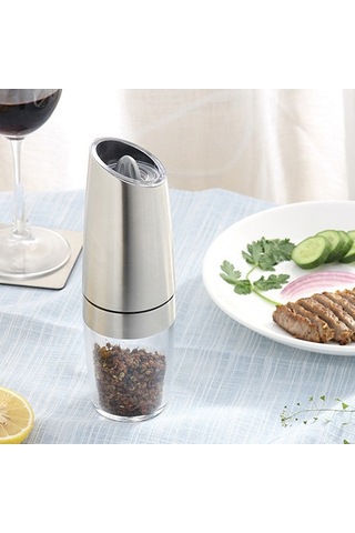 Bloomnest Yerçekimi Elektrikli Tuz & Karabiber Değirmeni, Paslanmaz Çelik Öğütücü Set, Pil İle Çalışan Diğer