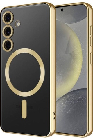 Galaxy S24 Plus Kılıf Kamera Korumalı M-safe Wireless Şarj Özellikli Zore Demre Kapak Gold