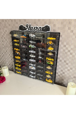 Pleksi Kapak 1/64 Hot Wheels Uyumlu 50 Araç Oyuncak Araba Rafı