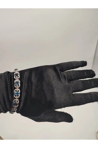 925 Ayar Gümüş Mavi Topaz Elmas Bileklik 262 Gümüş