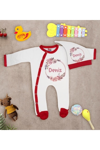 Bk Kids Kişiye Özel Bebek Kıyafeti, Bebek Giyim Hediyesi, Tulum Zıbın Ve Kukuletalı Şapka Seti-6 Çok Renkli
