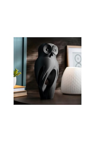 Hivhestın Gizemli Baykuş Heykeli - Modern Dekoratif Obje 13 Cm.3d Baskı Sanatı Siyah Diğer