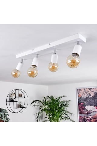 Riolight Modern1 Beyaz1 4xe27 Mafsallı Hareketli Başlık Glop Ampul Hariç Metal Spot Avize Beyaz